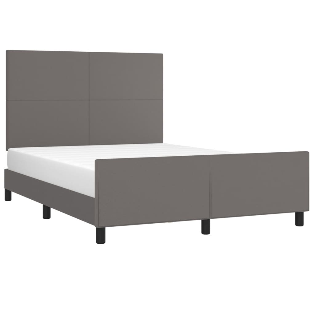 Bedframe met hoofdbord kunstleer grijs 140x200 cm is nu te koop bij PeponiXL, paradijselijk wonen!