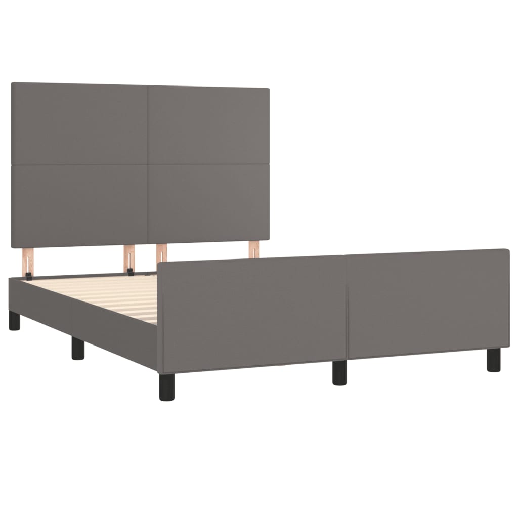Bedframe met hoofdbord kunstleer grijs 140x200 cm is nu te koop bij PeponiXL, paradijselijk wonen!