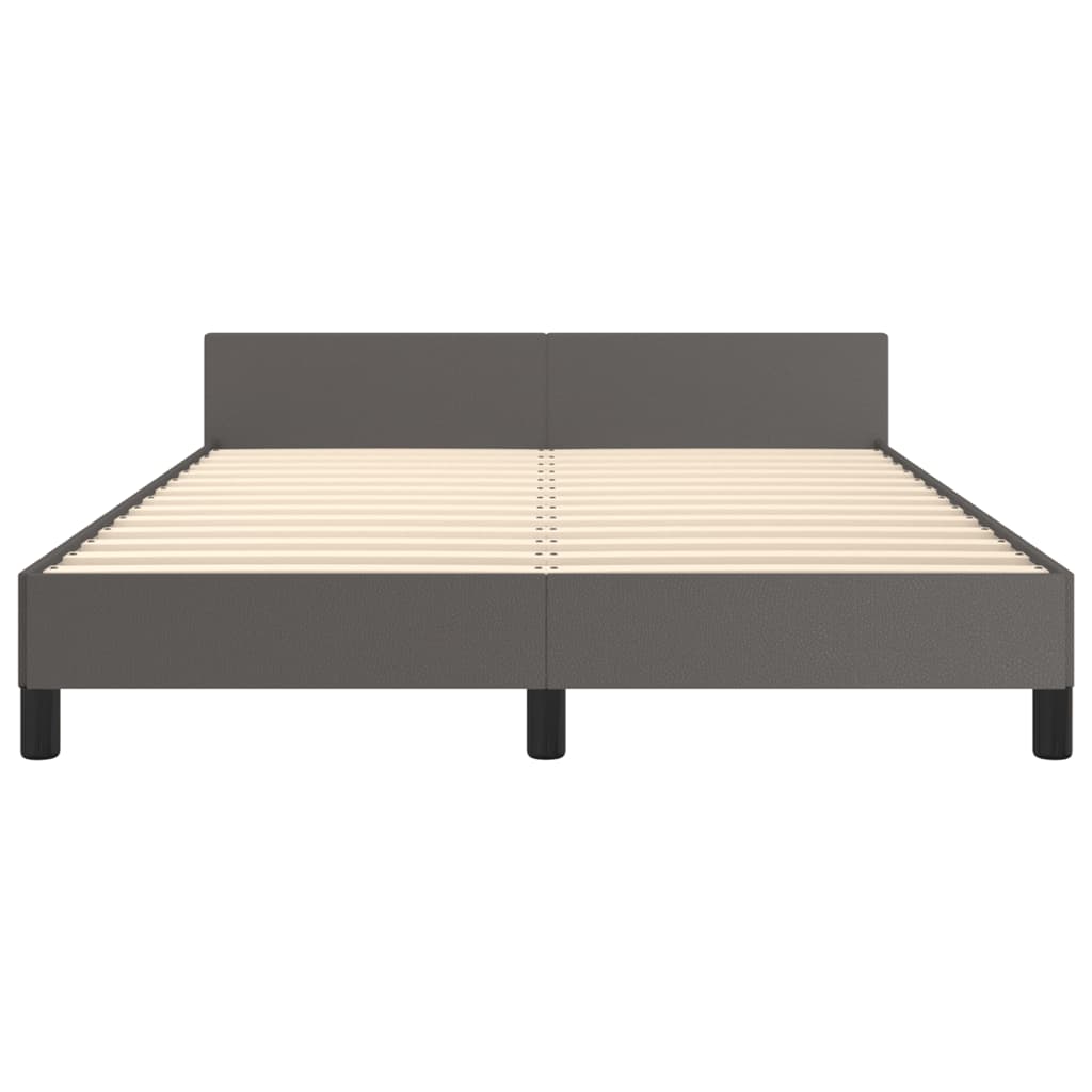 Bedframe met hoofdbord kunstleer grijs 140x200 cm is nu te koop bij PeponiXL, paradijselijk wonen!