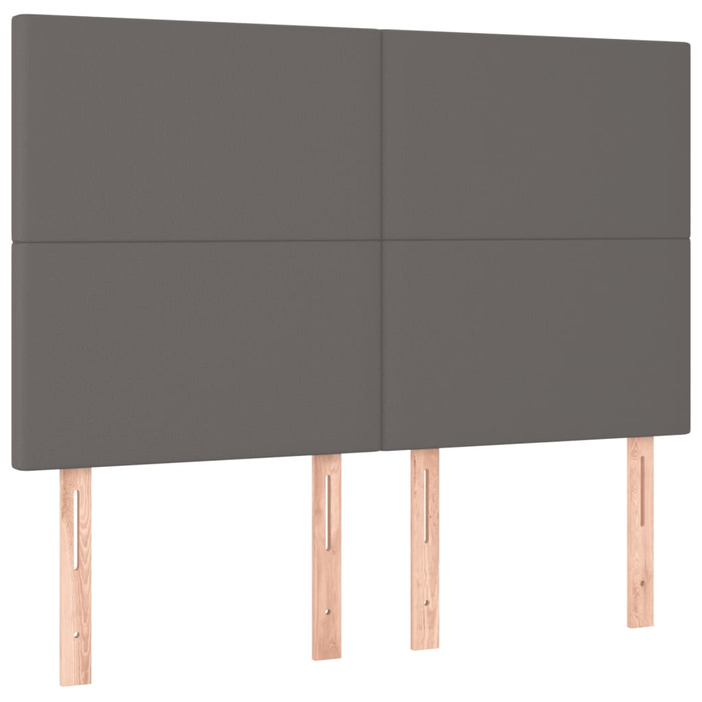 Bedframe met hoofdbord kunstleer grijs 140x200 cm is nu te koop bij PeponiXL, paradijselijk wonen!
