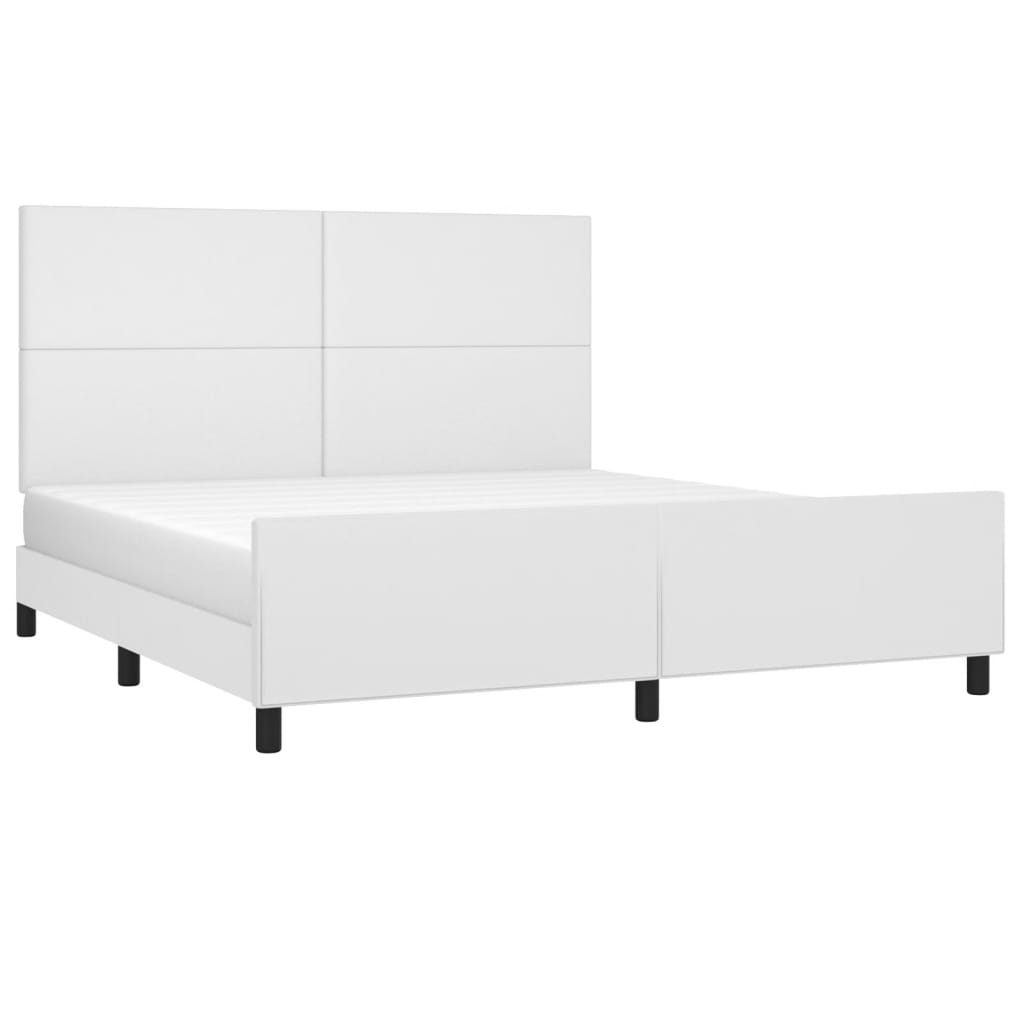 Bedframe met hoofdbord kunstleer wit 160x200 cm is nu te koop bij PeponiXL, paradijselijk wonen!