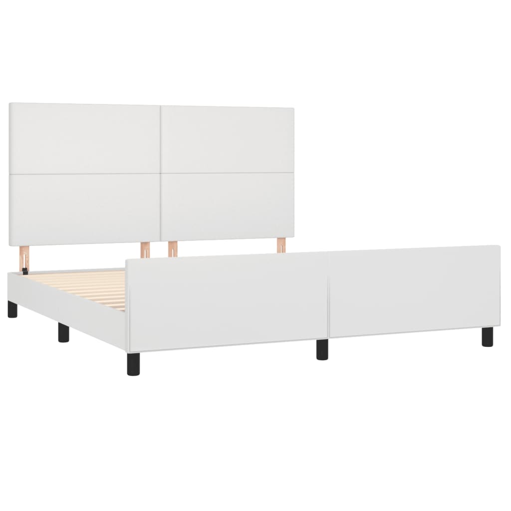 Bedframe met hoofdbord kunstleer wit 160x200 cm is nu te koop bij PeponiXL, paradijselijk wonen!