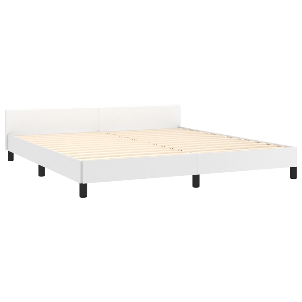 Bedframe met hoofdbord kunstleer wit 160x200 cm is nu te koop bij PeponiXL, paradijselijk wonen!