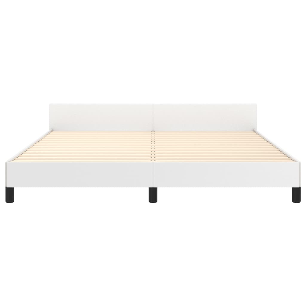 Bedframe met hoofdbord kunstleer wit 160x200 cm is nu te koop bij PeponiXL, paradijselijk wonen!