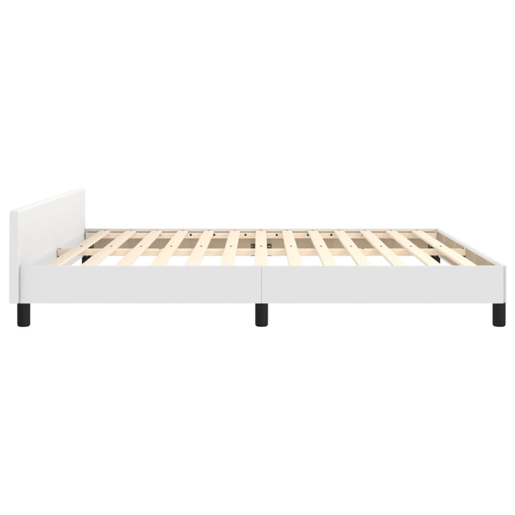 Bedframe met hoofdbord kunstleer wit 160x200 cm is nu te koop bij PeponiXL, paradijselijk wonen!