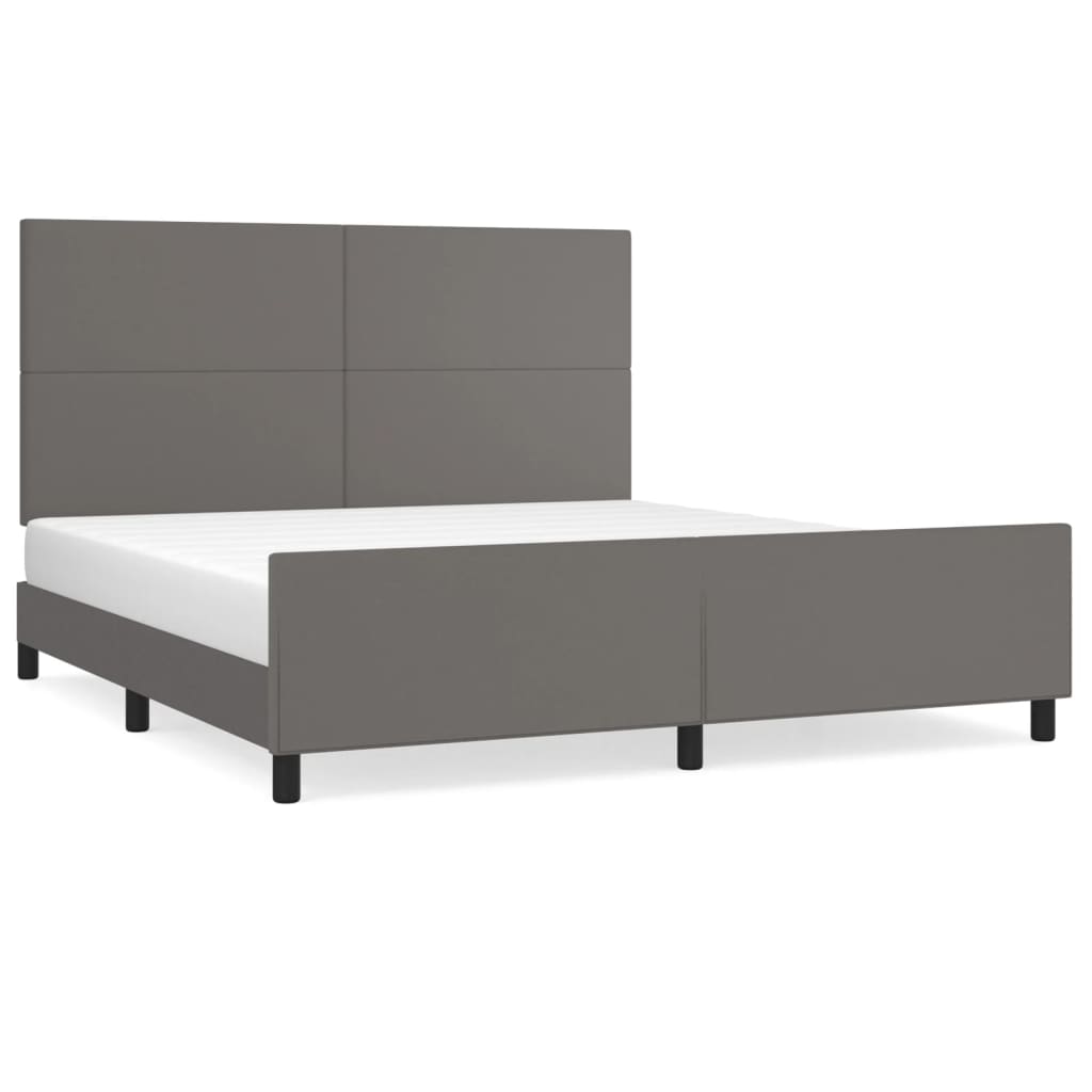 Bedframe met hoofdbord kunstleer grijs 160x200 cm is nu te koop bij PeponiXL, paradijselijk wonen!
