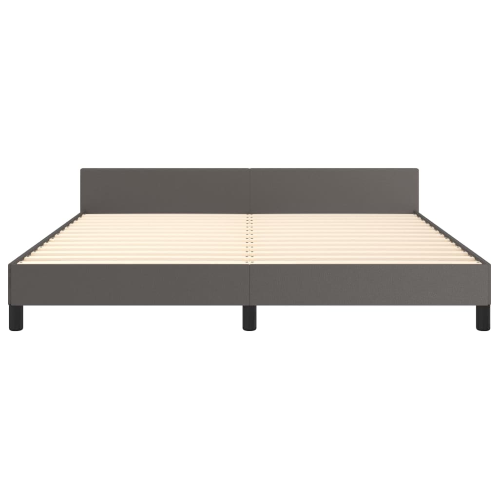 Bedframe met hoofdbord kunstleer grijs 160x200 cm is nu te koop bij PeponiXL, paradijselijk wonen!