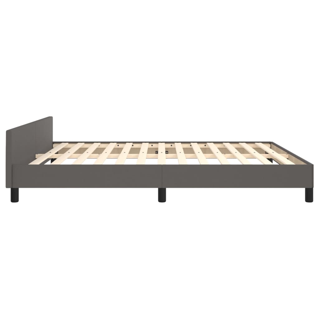 Bedframe met hoofdbord kunstleer grijs 160x200 cm is nu te koop bij PeponiXL, paradijselijk wonen!