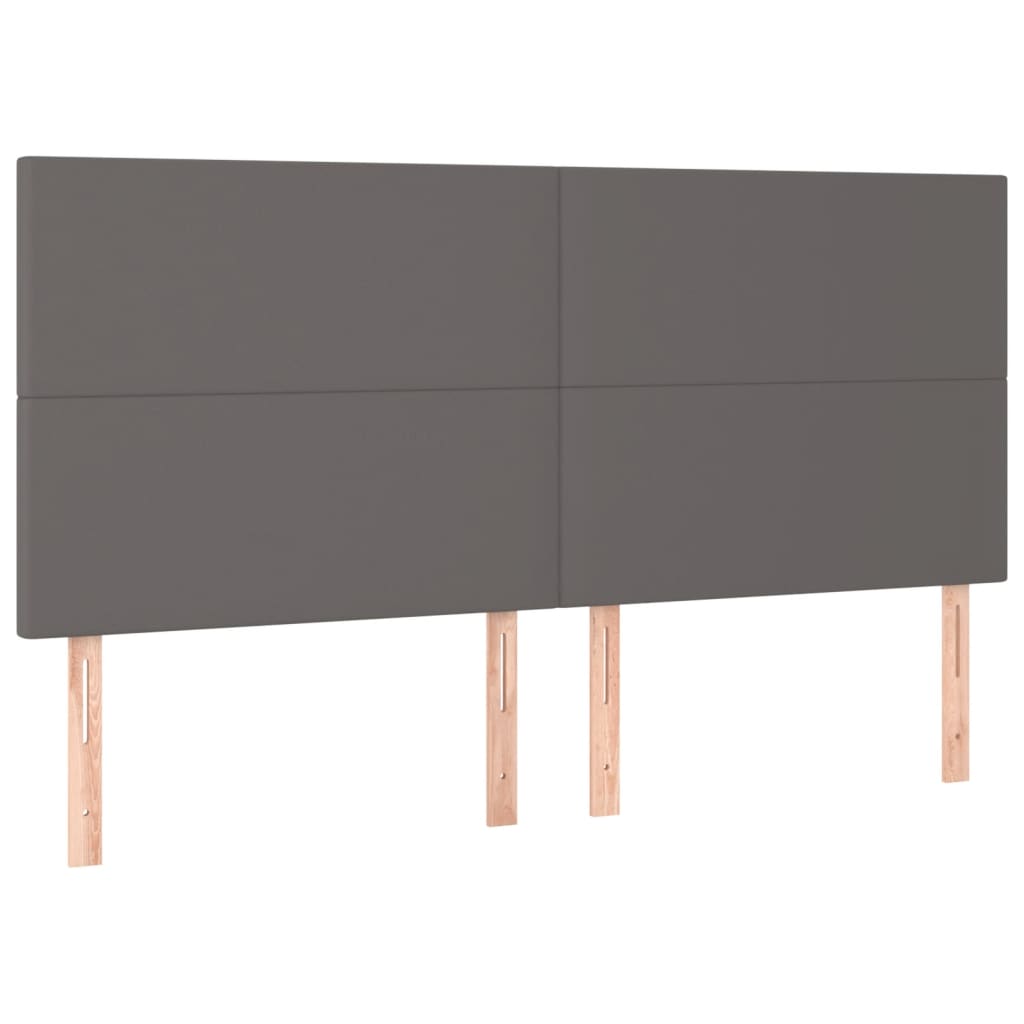 Bedframe met hoofdbord kunstleer grijs 160x200 cm is nu te koop bij PeponiXL, paradijselijk wonen!