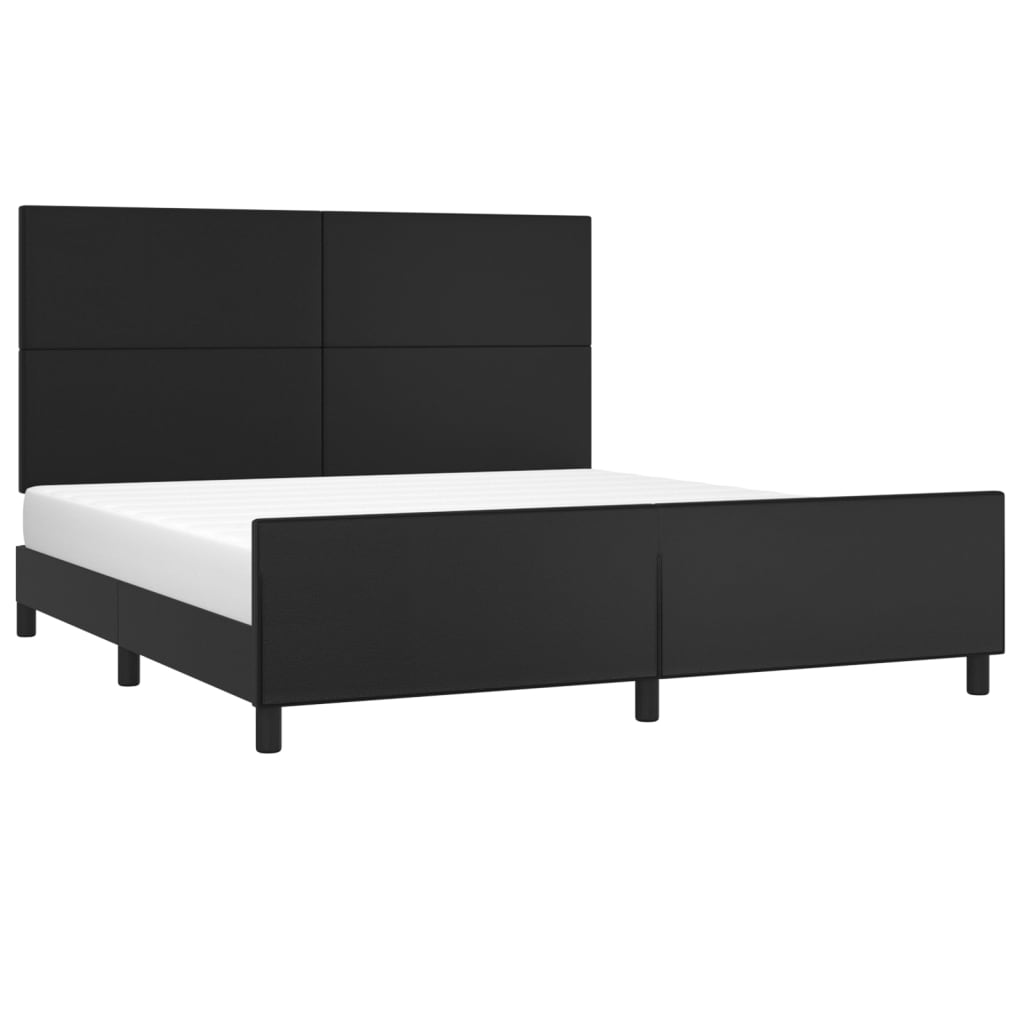 Bedframe met hoofdbord kunstleer zwart 180x200 cm is nu te koop bij PeponiXL, paradijselijk wonen!