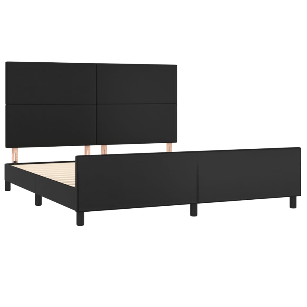 Bedframe met hoofdbord kunstleer zwart 180x200 cm is nu te koop bij PeponiXL, paradijselijk wonen!