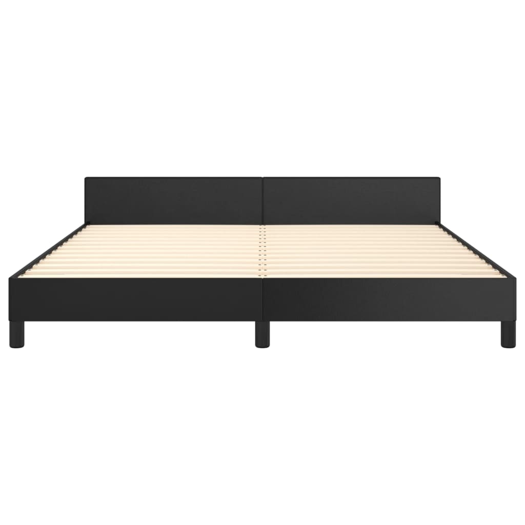 Bedframe met hoofdbord kunstleer zwart 180x200 cm is nu te koop bij PeponiXL, paradijselijk wonen!