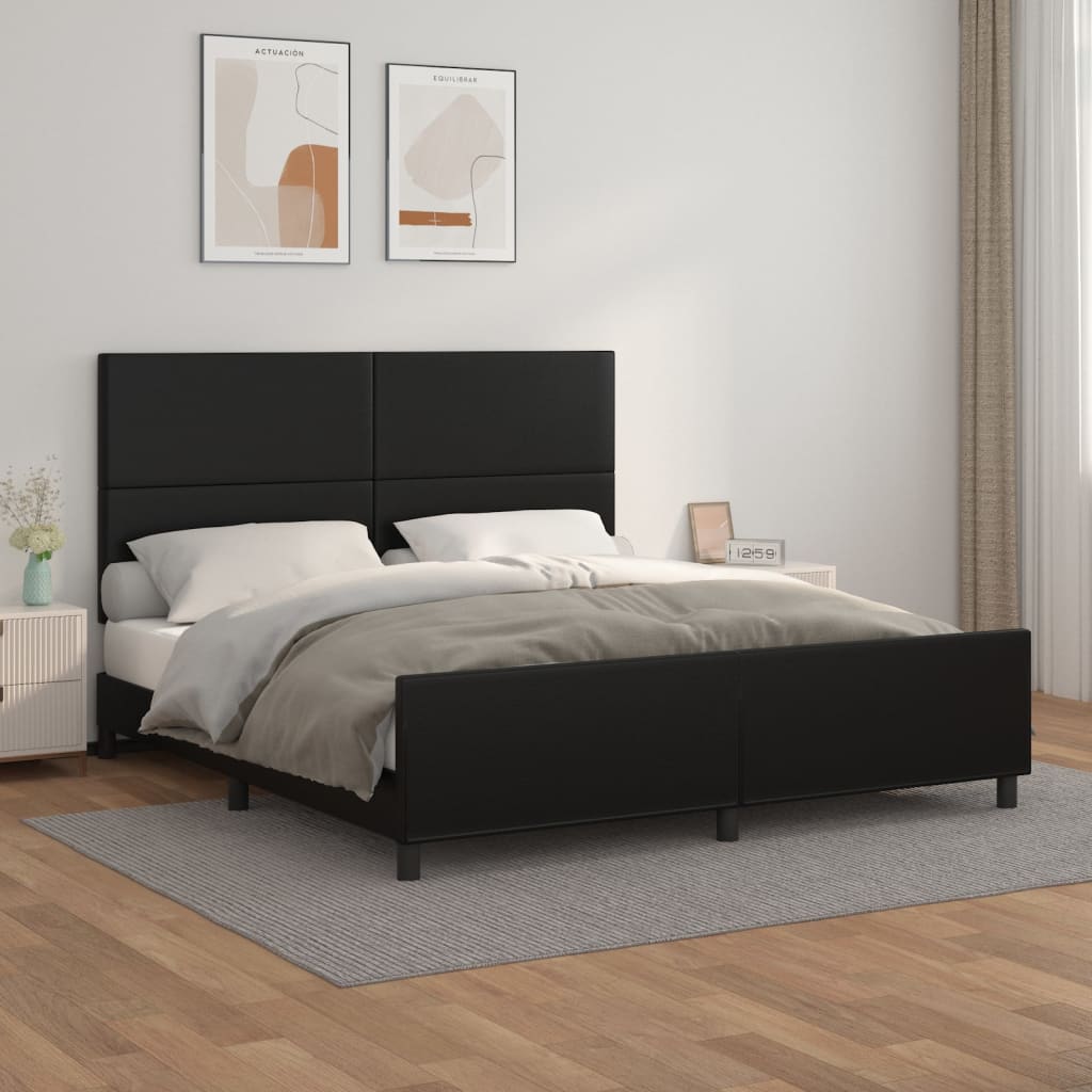 Bedframe met hoofdbord kunstleer zwart 180x200 cm is nu te koop bij PeponiXL, paradijselijk wonen!