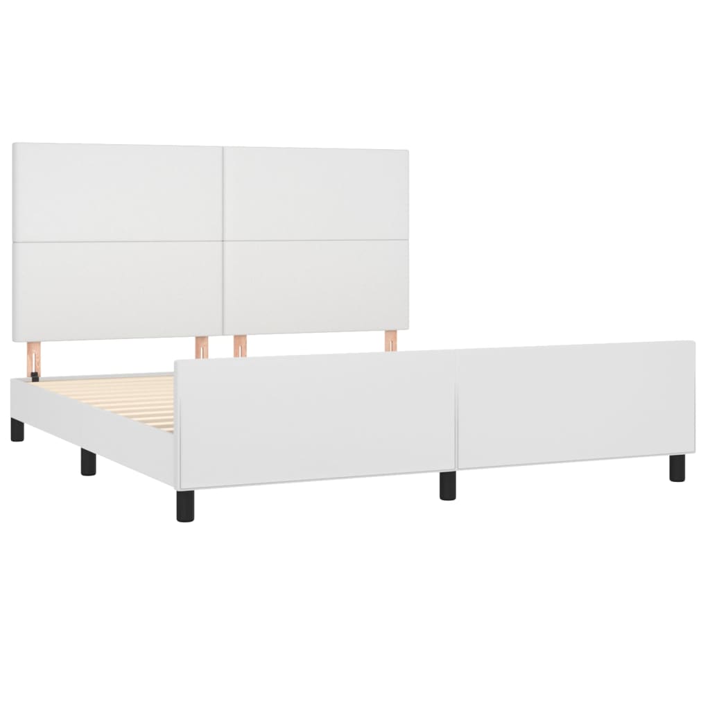 Bedframe met hoofdbord kunstleer wit 180x200 cm is nu te koop bij PeponiXL, paradijselijk wonen!