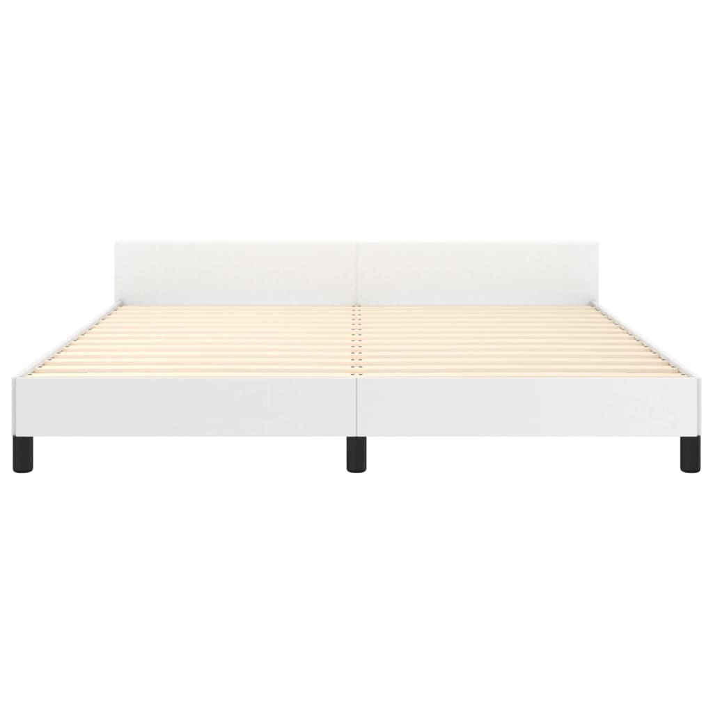 Bedframe met hoofdbord kunstleer wit 180x200 cm is nu te koop bij PeponiXL, paradijselijk wonen!