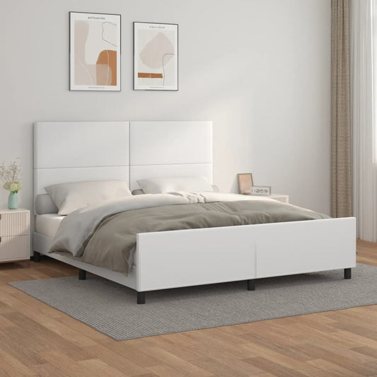 Bedframe met hoofdbord kunstleer wit 180x200 cm is nu te koop bij PeponiXL, paradijselijk wonen!