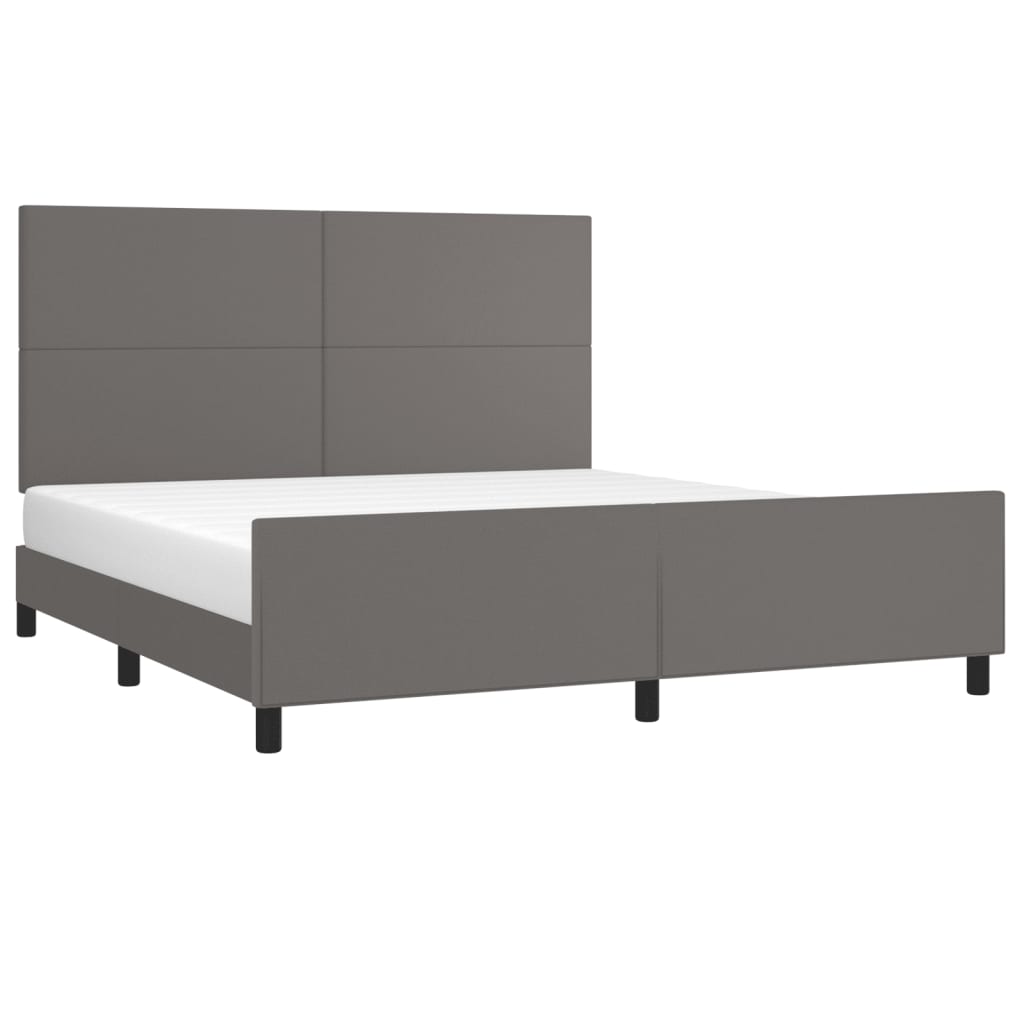 Bedframe met hoofdbord kunstleer grijs 180x200 cm is nu te koop bij PeponiXL, paradijselijk wonen!