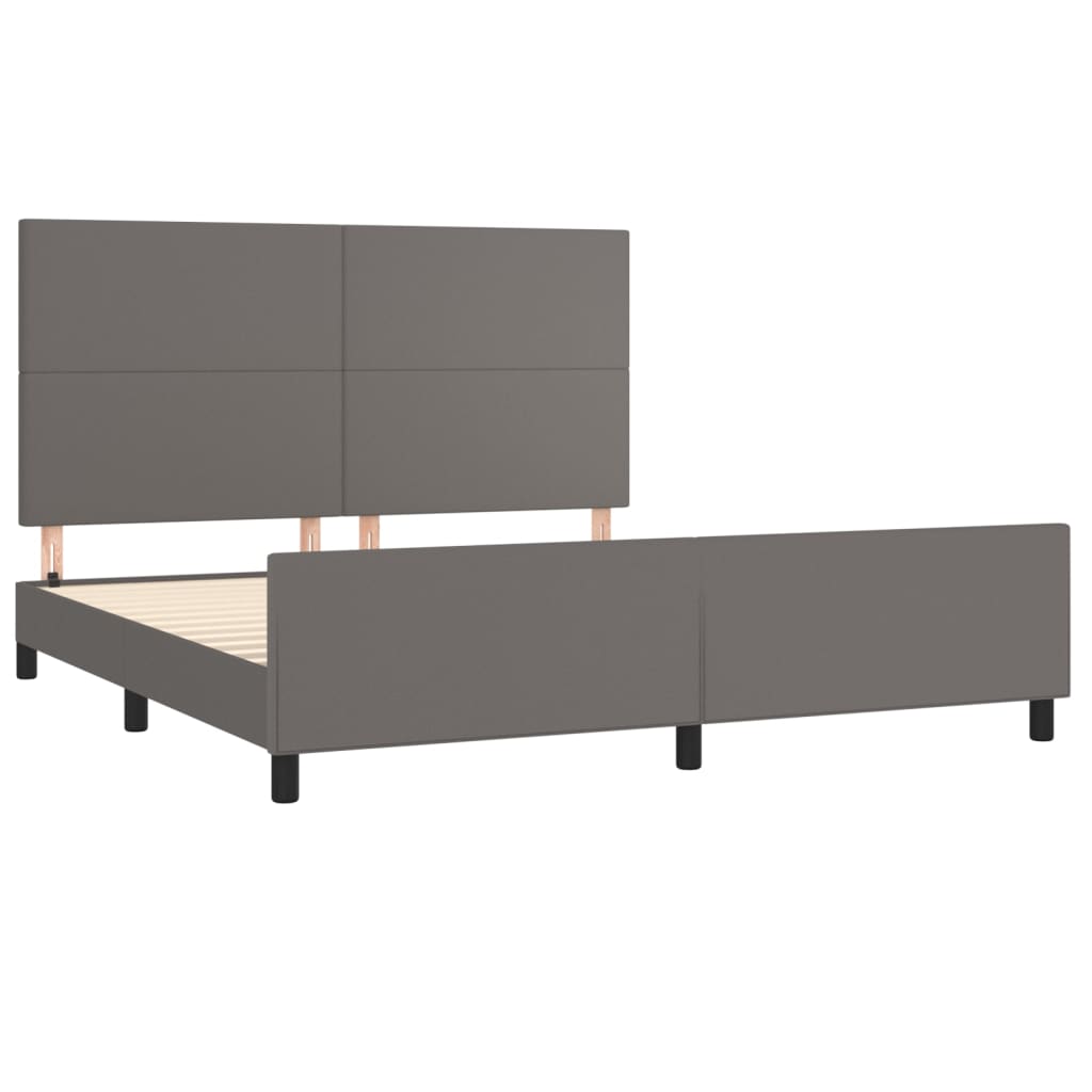 Bedframe met hoofdbord kunstleer grijs 180x200 cm is nu te koop bij PeponiXL, paradijselijk wonen!