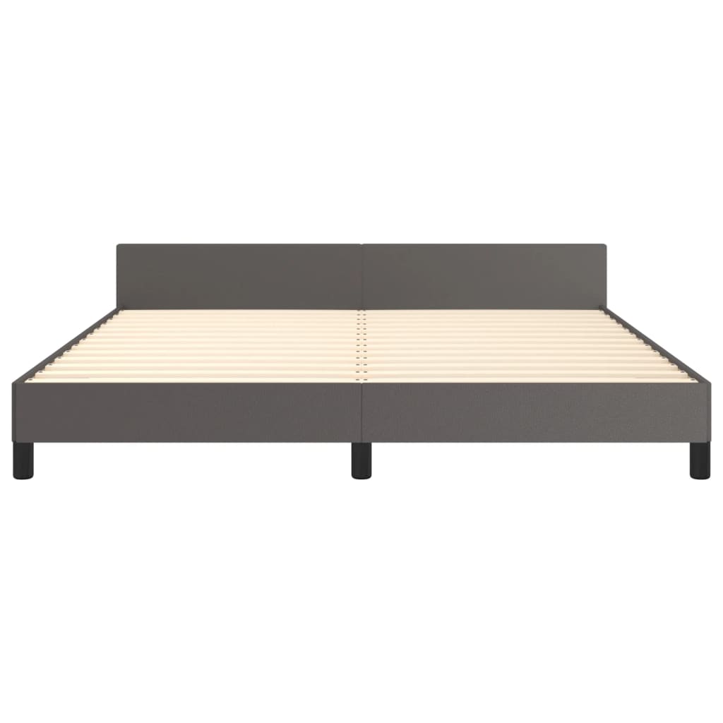 Bedframe met hoofdbord kunstleer grijs 180x200 cm is nu te koop bij PeponiXL, paradijselijk wonen!