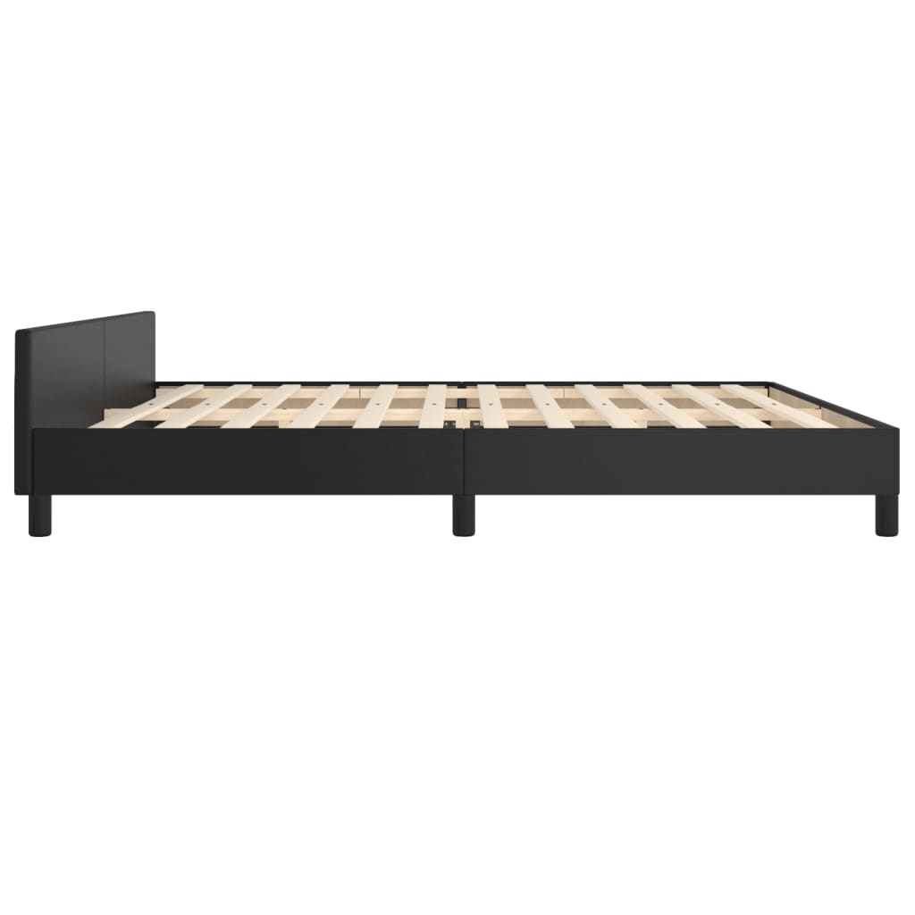 Bedframe met hoofdeinde kunstleer zwart 200x200 cm is nu te koop bij PeponiXL, paradijselijk wonen!
