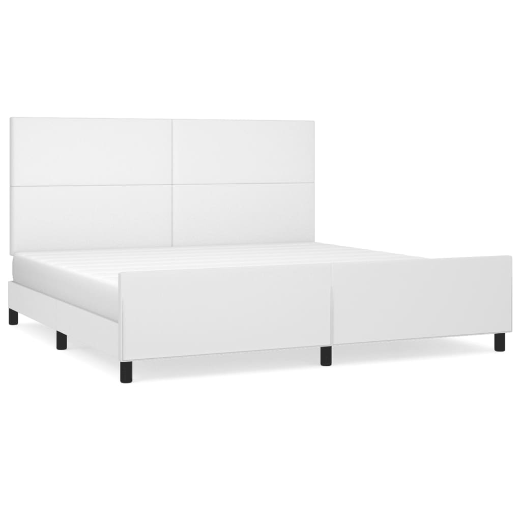 Bedframe met hoofdbord kunstleer wit 200x200 cm is nu te koop bij PeponiXL, paradijselijk wonen!