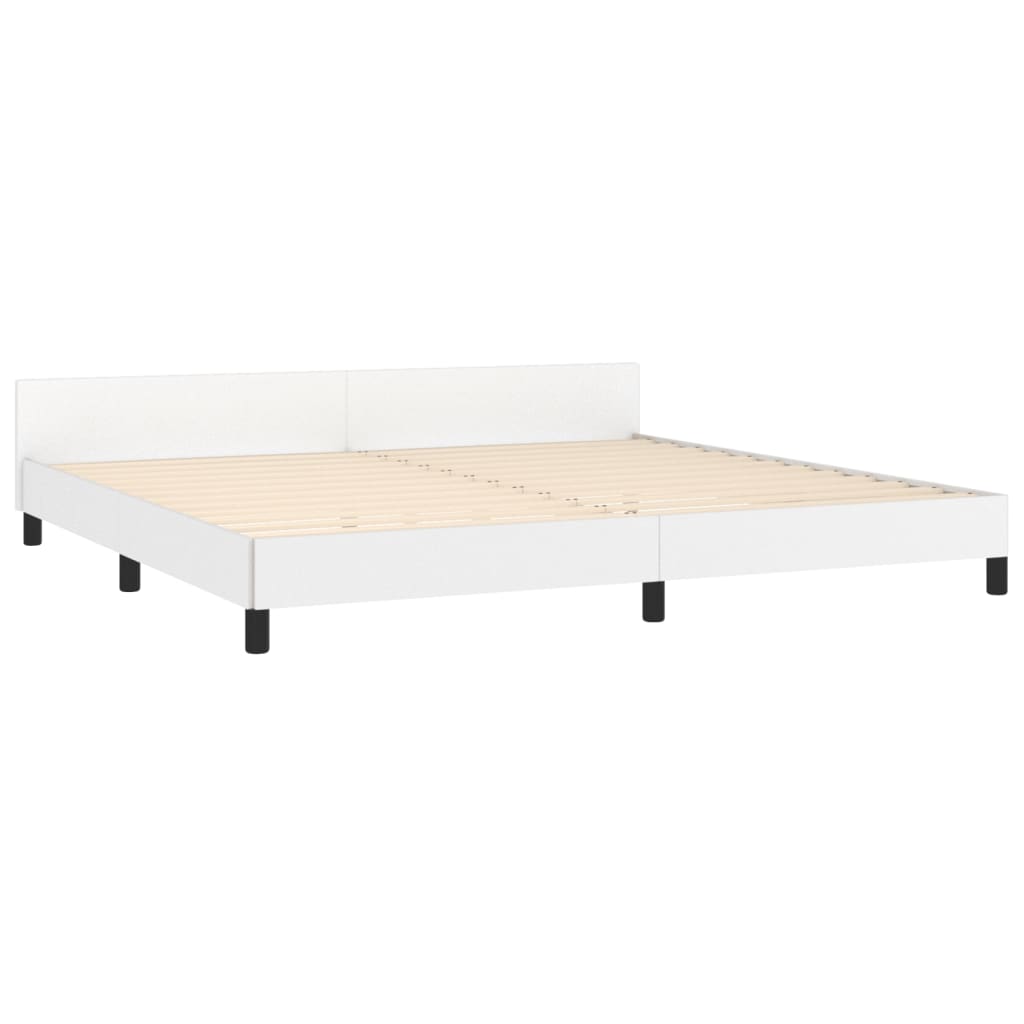 Bedframe met hoofdbord kunstleer wit 200x200 cm is nu te koop bij PeponiXL, paradijselijk wonen!