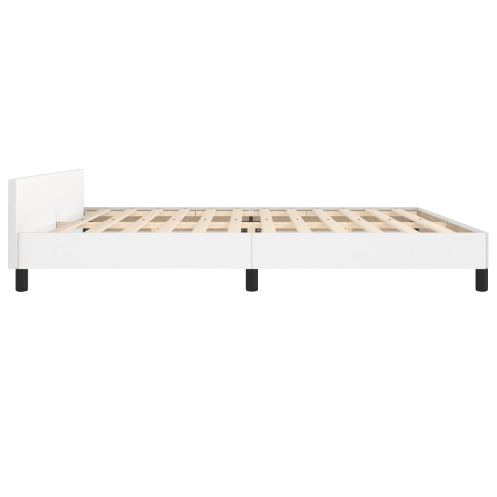 Bedframe met hoofdbord kunstleer wit 200x200 cm is nu te koop bij PeponiXL, paradijselijk wonen!