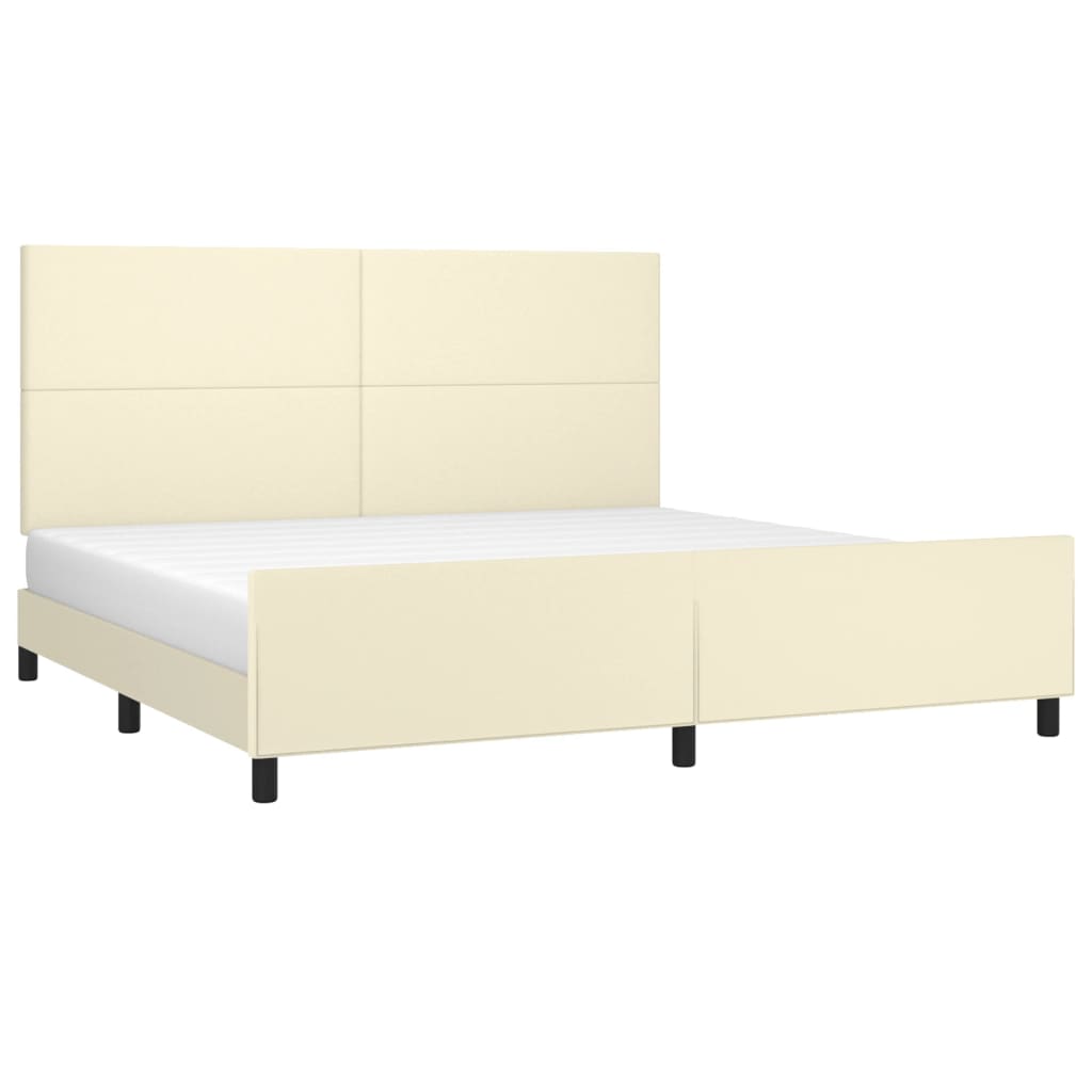 Bedframe met hoofdbord kunstleer crèmekleurig 200x200 cm is nu te koop bij PeponiXL, paradijselijk wonen!