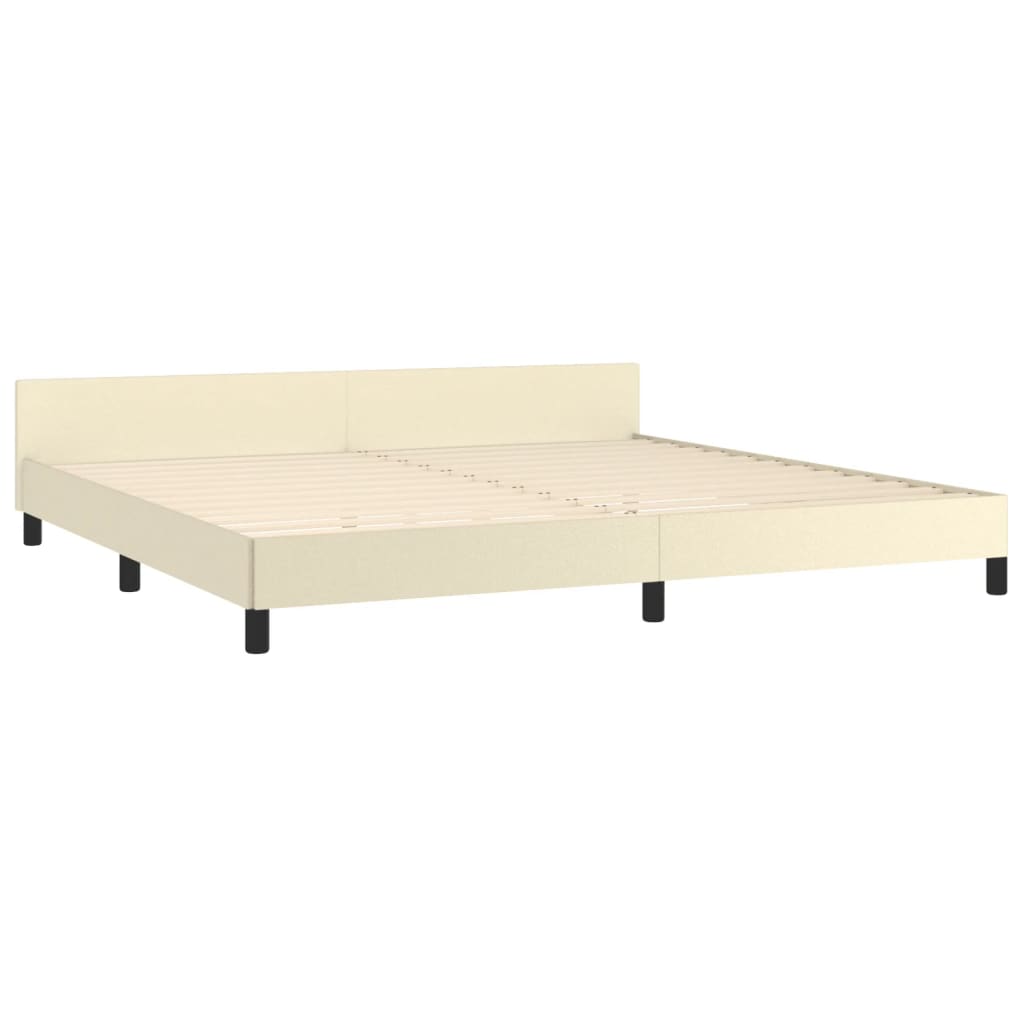 Bedframe met hoofdbord kunstleer crèmekleurig 200x200 cm is nu te koop bij PeponiXL, paradijselijk wonen!