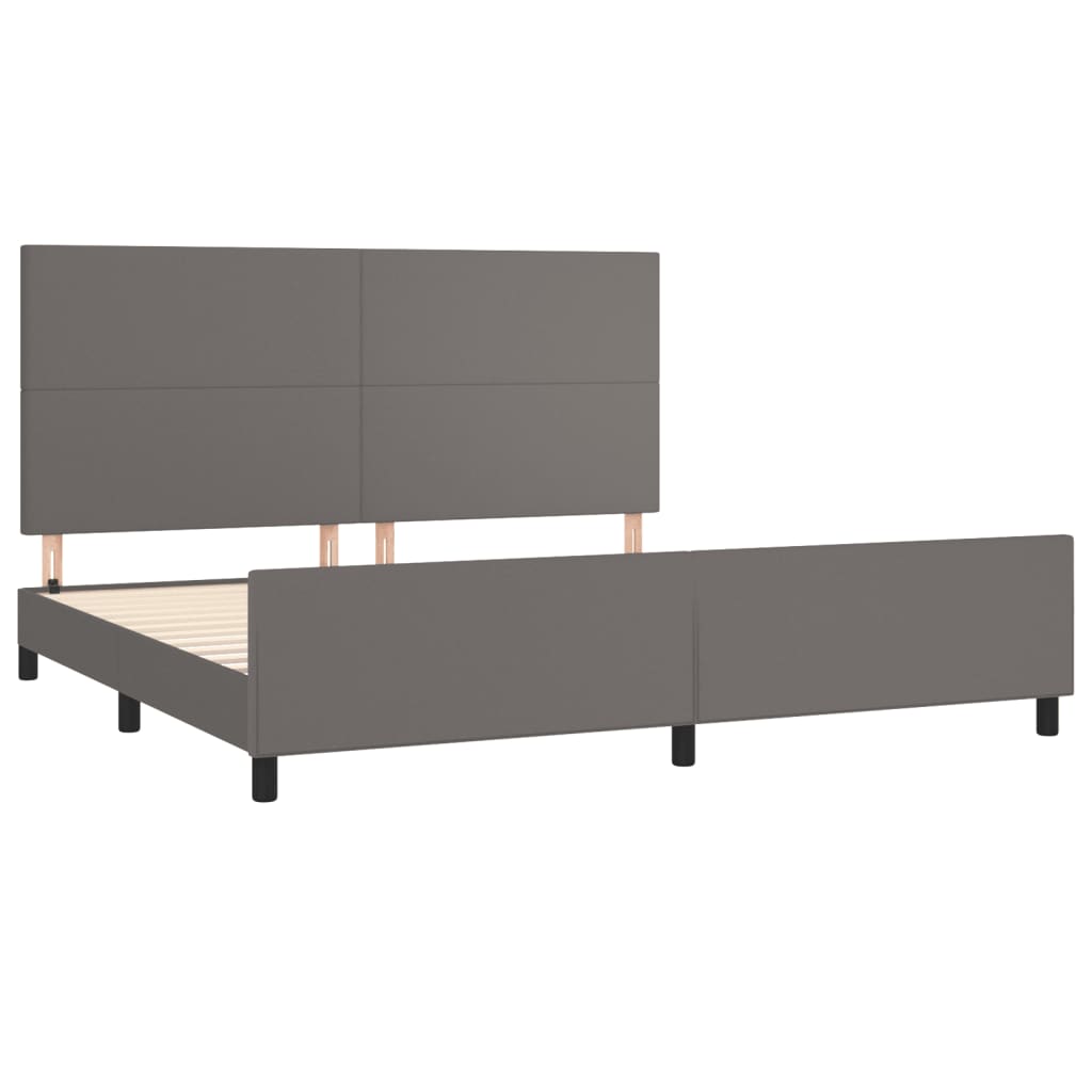 Bedframe met hoofdbord kunstleer grijs 200x200 cm is nu te koop bij PeponiXL, paradijselijk wonen!