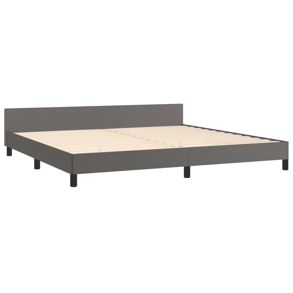 Bedframe met hoofdbord kunstleer grijs 200x200 cm is nu te koop bij PeponiXL, paradijselijk wonen!