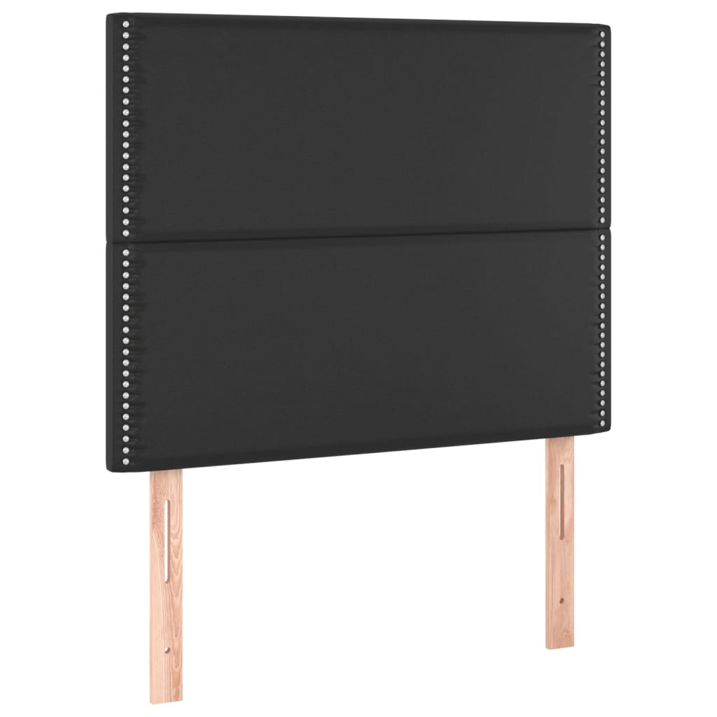 Bedframe met hoofdbord kunstleer zwart 90x200 cm is nu te koop bij PeponiXL, paradijselijk wonen!