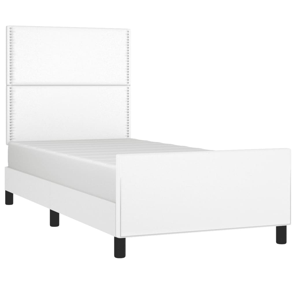Bedframe met hoofdbord kunstleer wit 100x200 cm is nu te koop bij PeponiXL, paradijselijk wonen!