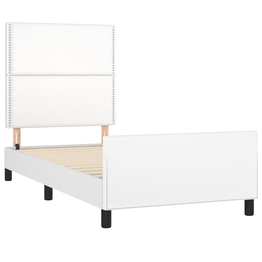 Bedframe met hoofdbord kunstleer wit 100x200 cm is nu te koop bij PeponiXL, paradijselijk wonen!
