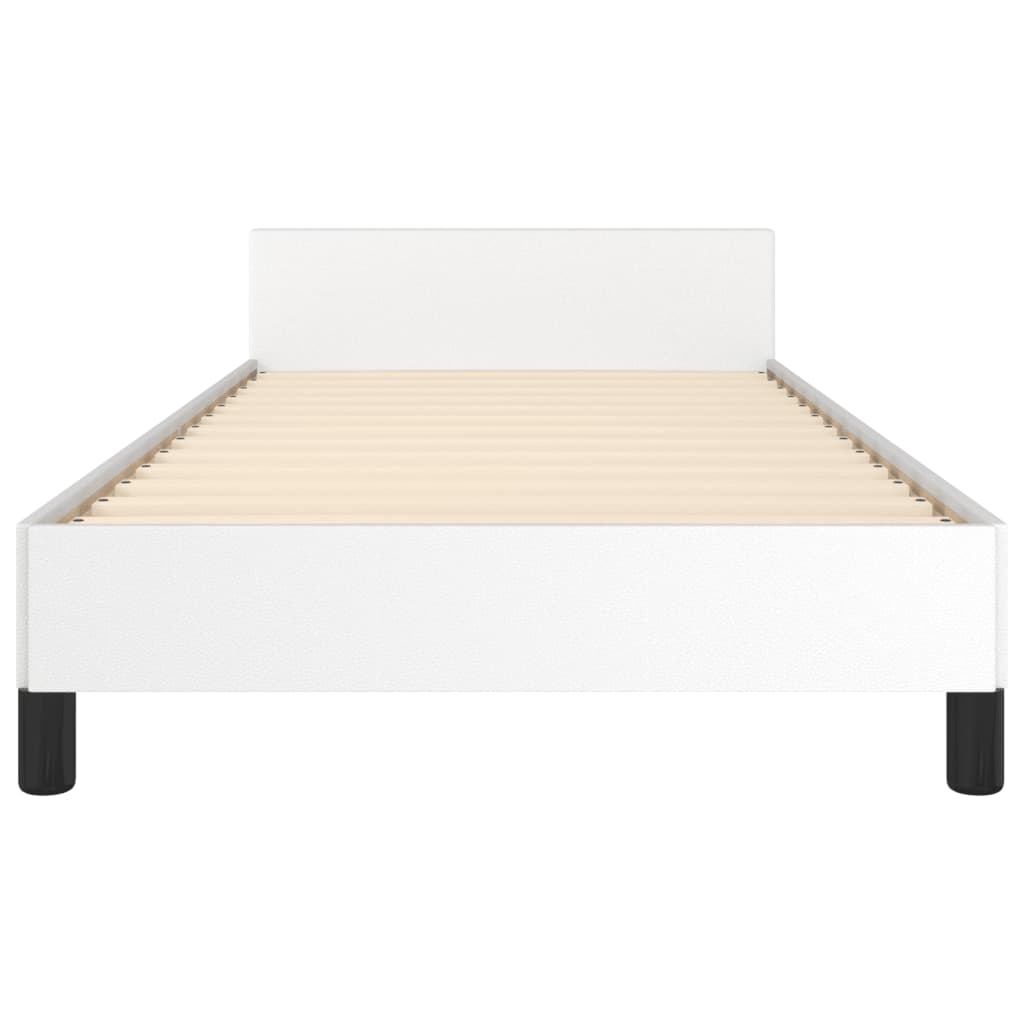 Bedframe met hoofdbord kunstleer wit 100x200 cm is nu te koop bij PeponiXL, paradijselijk wonen!