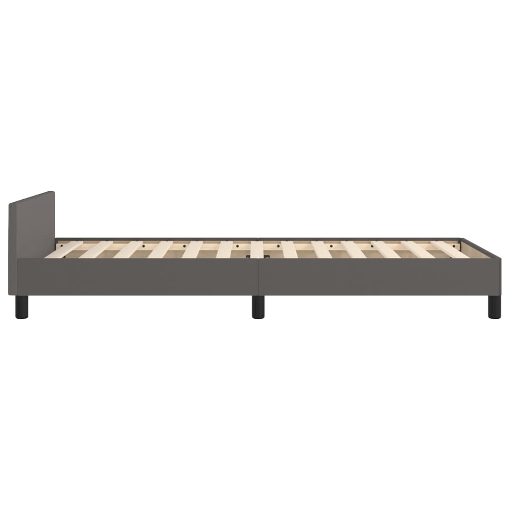 Bedframe met hoofdbord kunstleer grijs 100x200 cm is nu te koop bij PeponiXL, paradijselijk wonen!