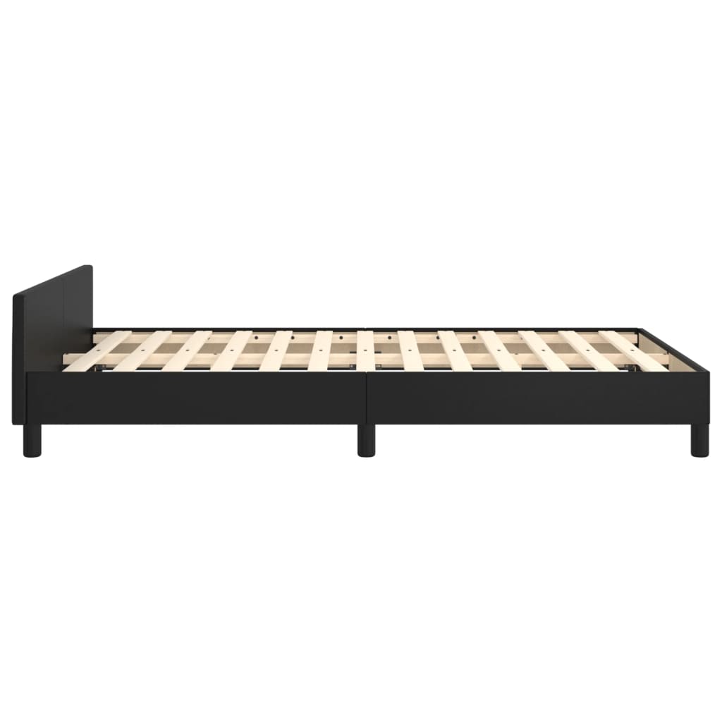 Bedframe met hoofdbord kunstleer zwart 120x200 cm is nu te koop bij PeponiXL, paradijselijk wonen!