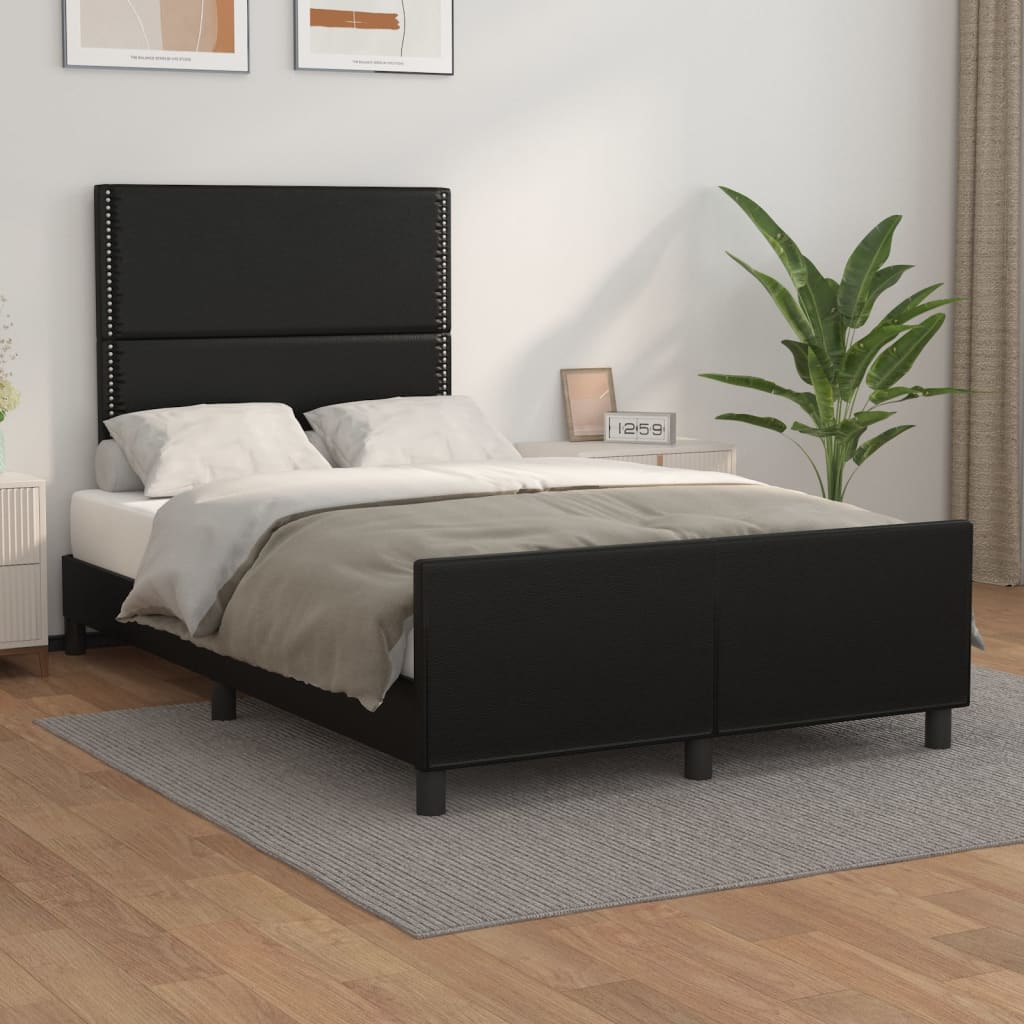 Bedframe met hoofdbord kunstleer zwart 120x200 cm is nu te koop bij PeponiXL, paradijselijk wonen!