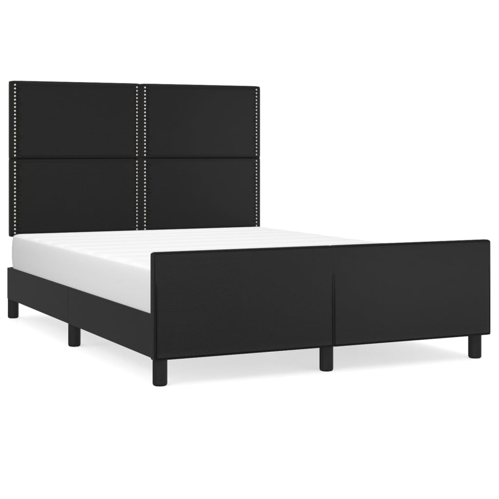 Bedframe met hoofdeind kunstleer zwart 140x190 cm is nu te koop bij PeponiXL, paradijselijk wonen!