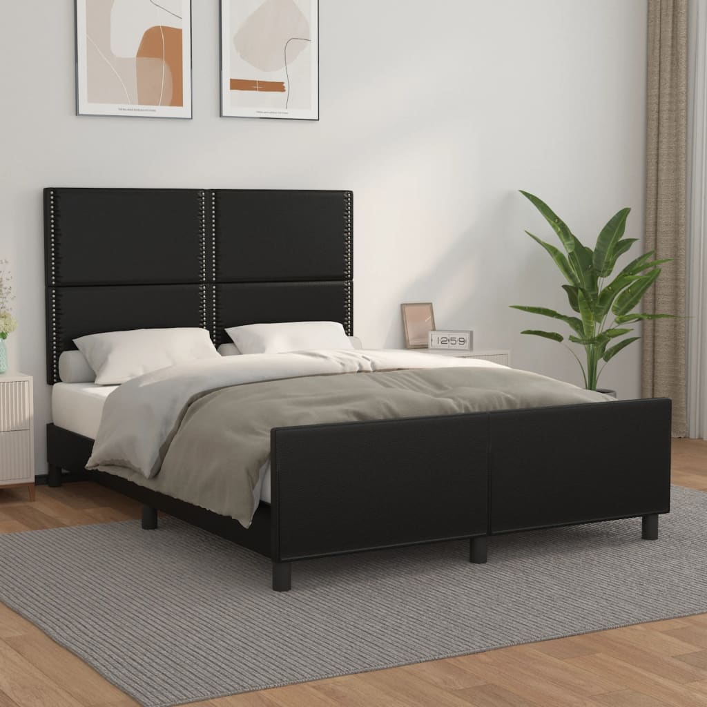 Bedframe met hoofdeind kunstleer zwart 140x190 cm is nu te koop bij PeponiXL, paradijselijk wonen!