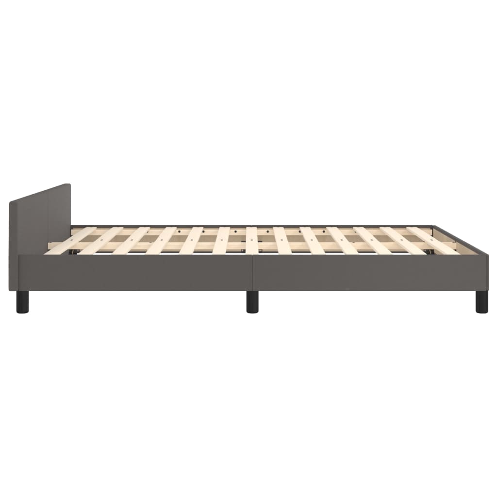 Bedframe met hoofdbord kunstleer grijs 140x190 cm is nu te koop bij PeponiXL, paradijselijk wonen!
