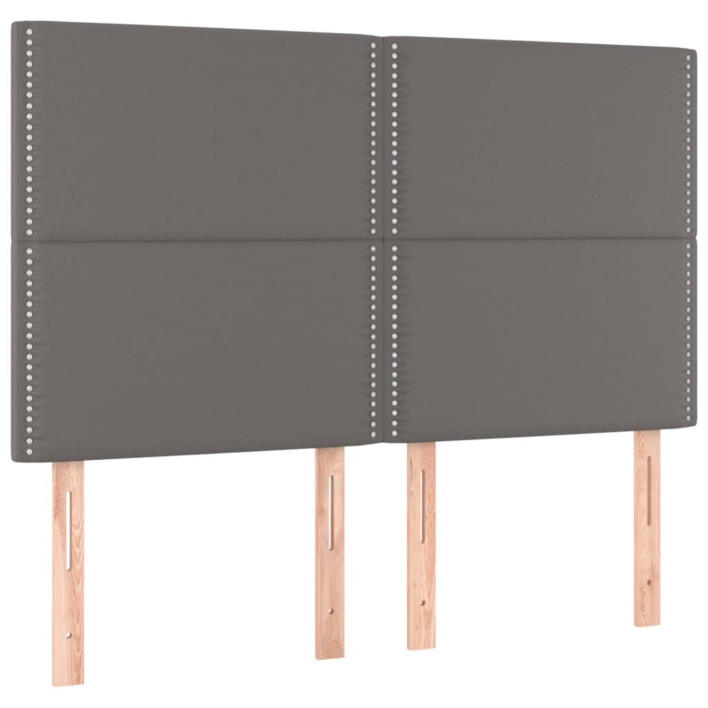Bedframe met hoofdbord kunstleer grijs 140x190 cm is nu te koop bij PeponiXL, paradijselijk wonen!