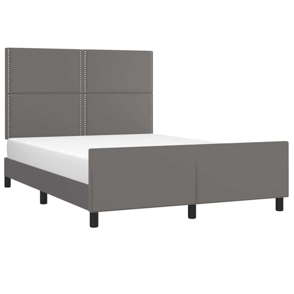 Bedframe met hoofdbord kunstleer grijs 140x200 cm is nu te koop bij PeponiXL, paradijselijk wonen!