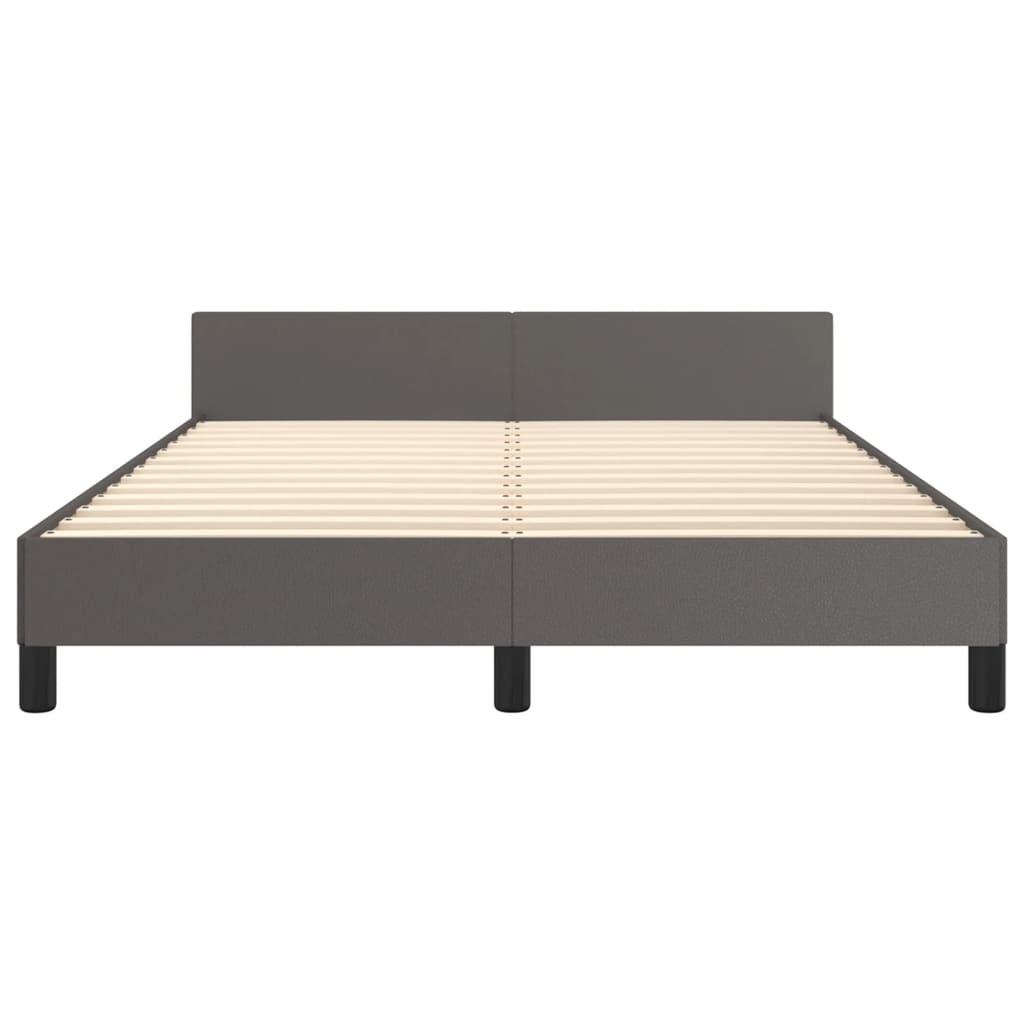 Bedframe met hoofdbord kunstleer grijs 140x200 cm is nu te koop bij PeponiXL, paradijselijk wonen!