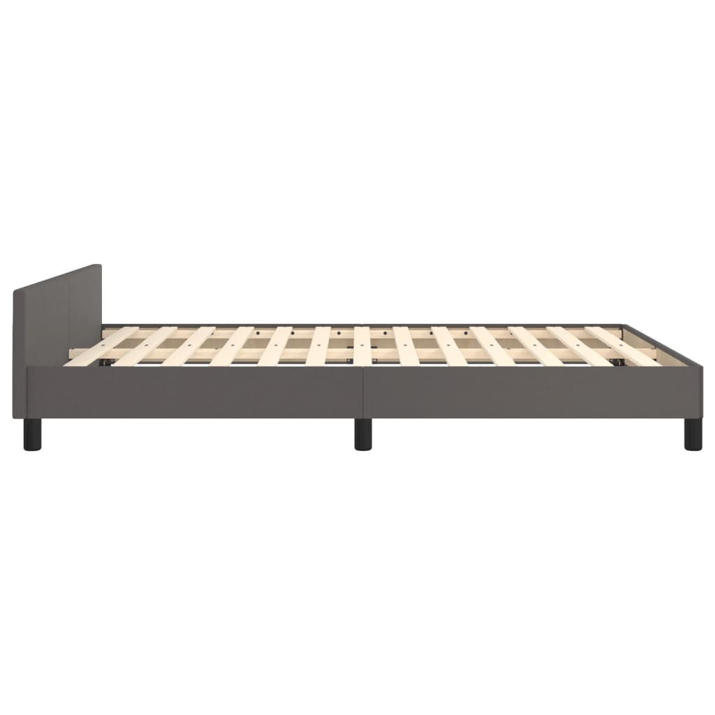 Bedframe met hoofdbord kunstleer grijs 140x200 cm is nu te koop bij PeponiXL, paradijselijk wonen!