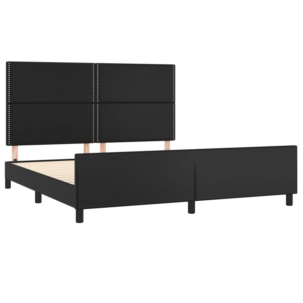 Bedframe met hoofdbord kunstleer zwart 180x200 cm is nu te koop bij PeponiXL, paradijselijk wonen!