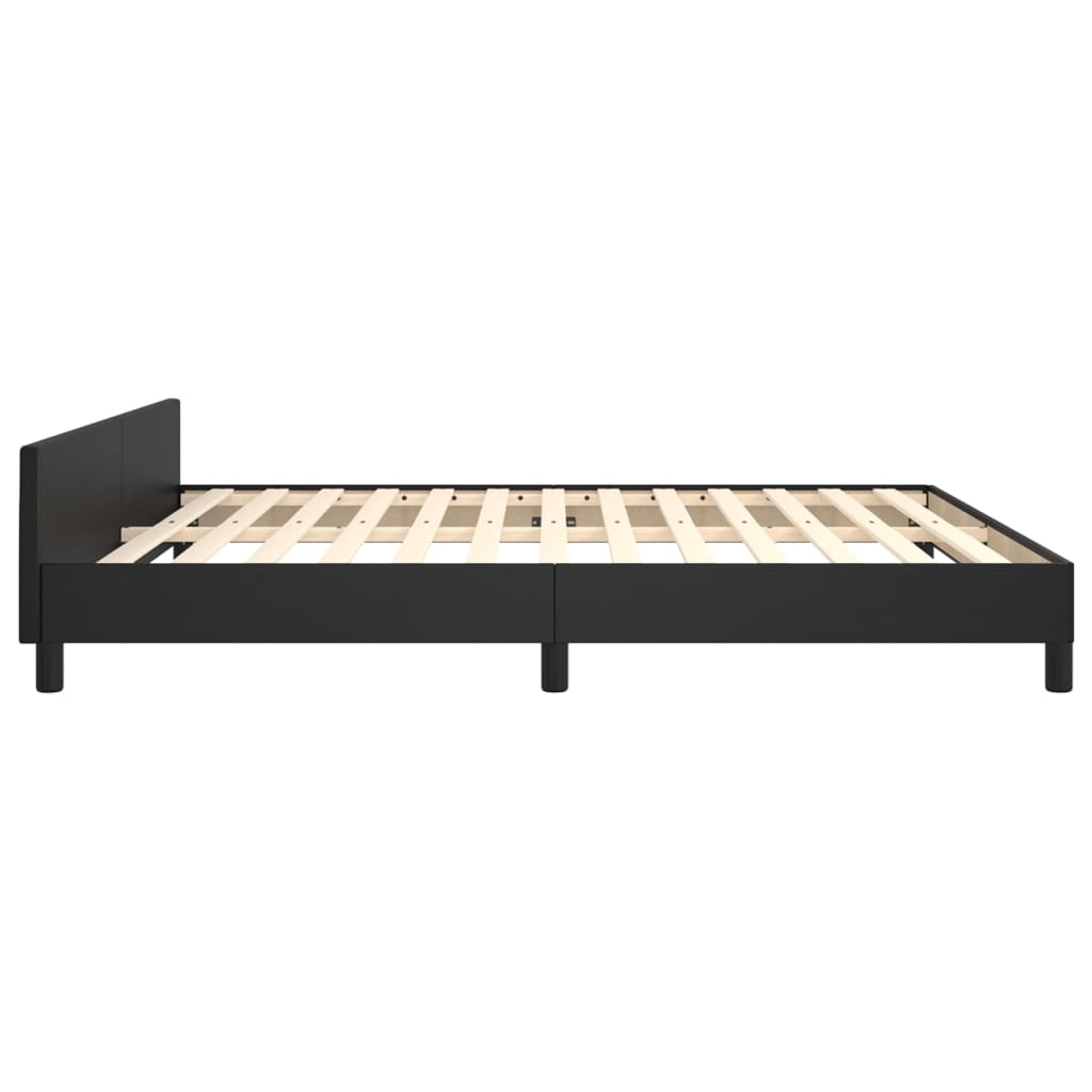 Bedframe met hoofdbord kunstleer zwart 180x200 cm is nu te koop bij PeponiXL, paradijselijk wonen!