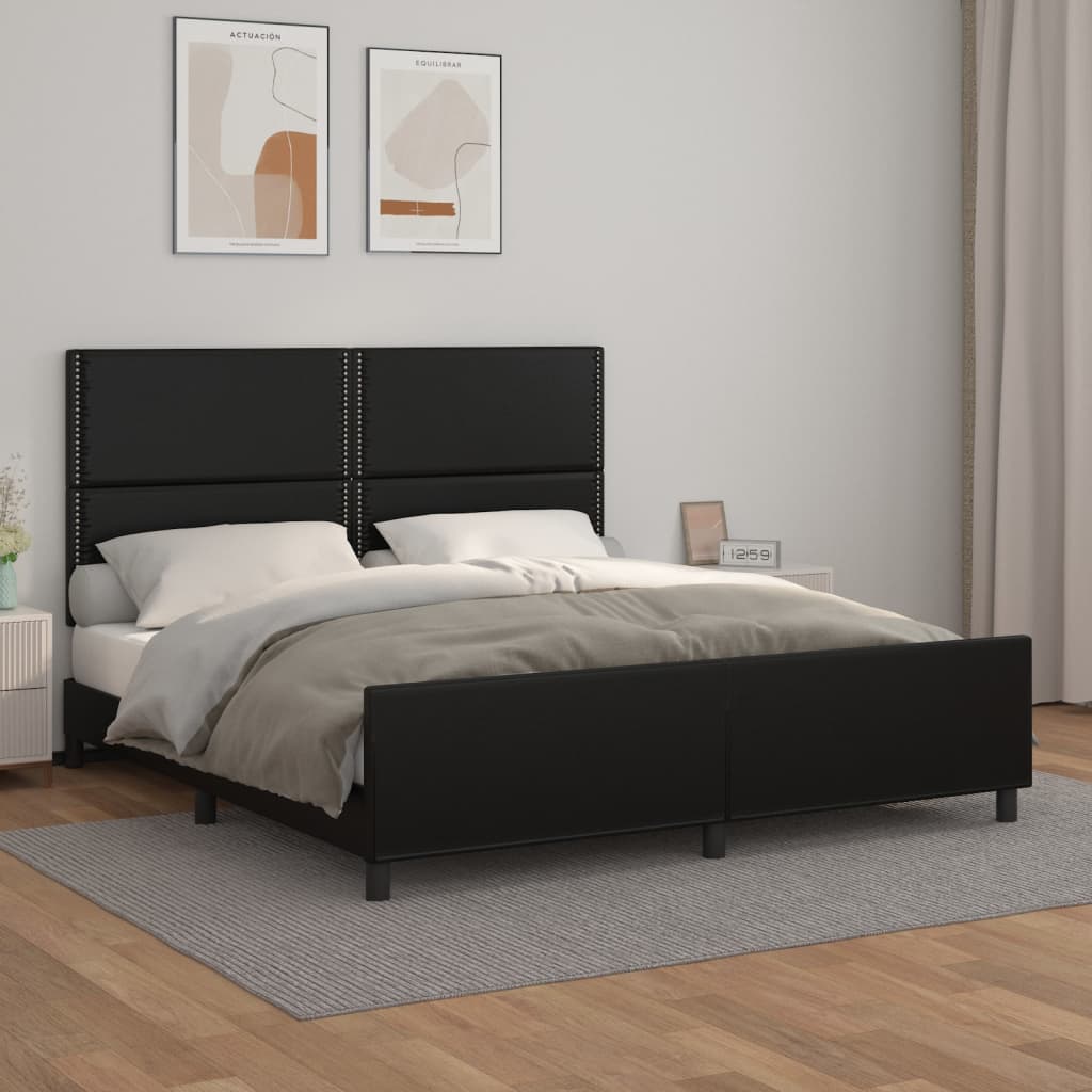 Bedframe met hoofdbord kunstleer zwart 180x200 cm is nu te koop bij PeponiXL, paradijselijk wonen!