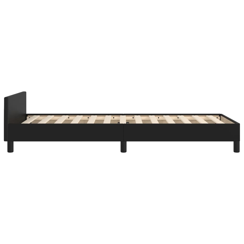 Bedframe met hoofdbord kunstleer zwart 80x200 cm is nu te koop bij PeponiXL, paradijselijk wonen!