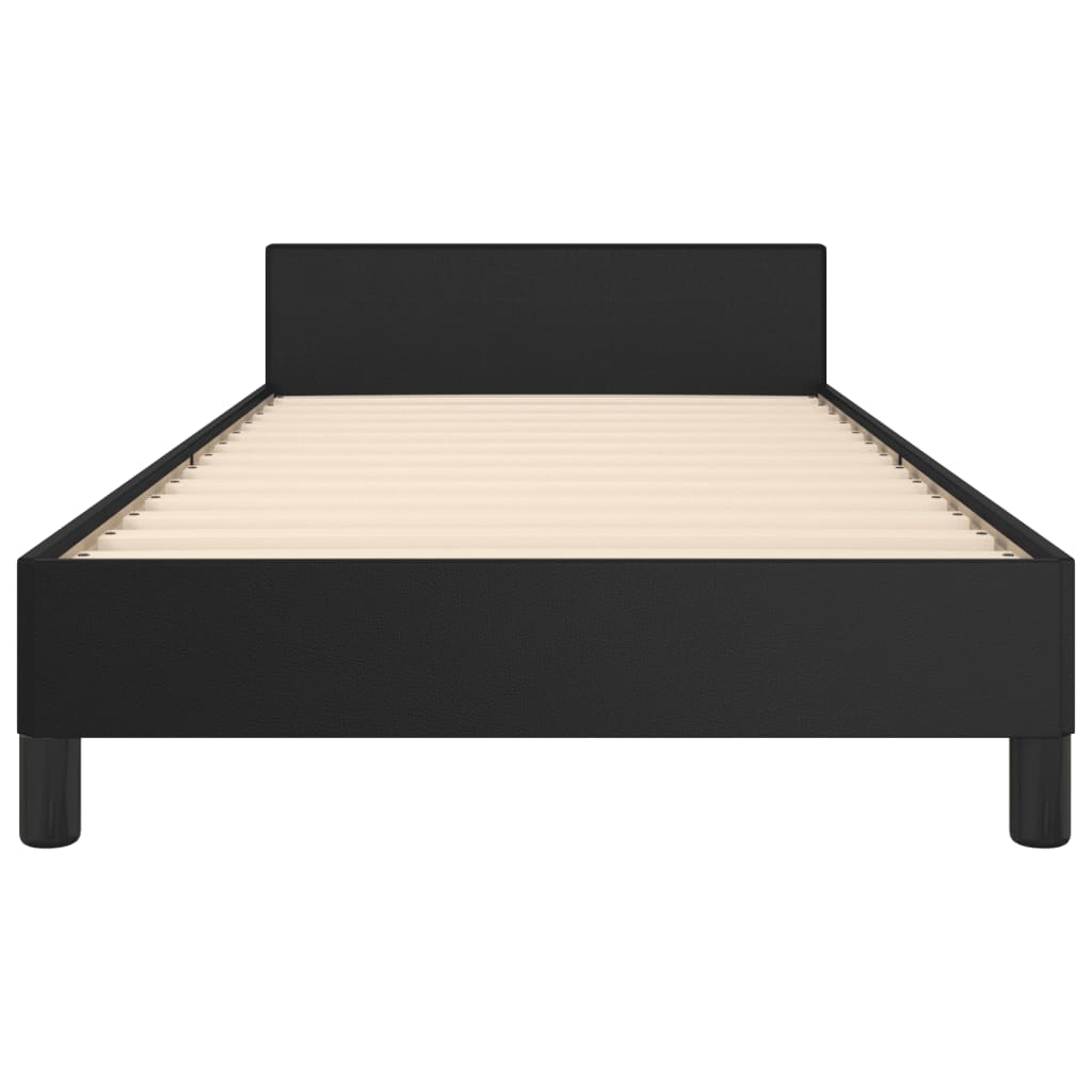 Bedframe met hoofdbord kunstleer zwart 90x200 cm is nu te koop bij PeponiXL, paradijselijk wonen!